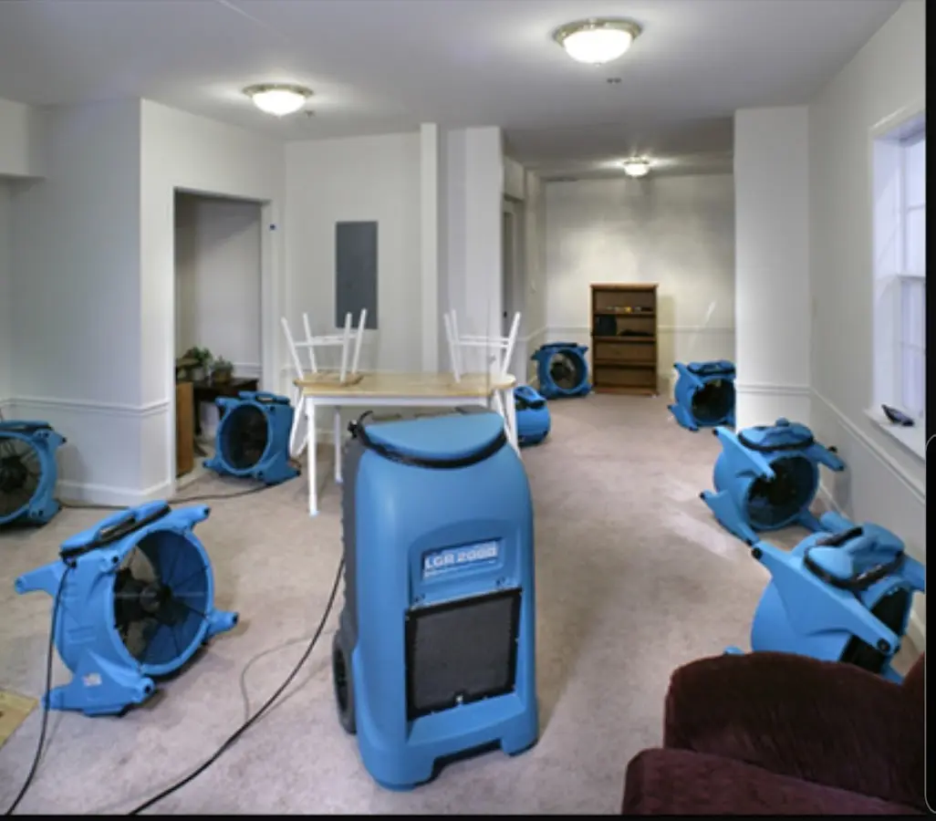 Air movers and dehumidifier setup for Water Extraction & Removal in Garden Grove