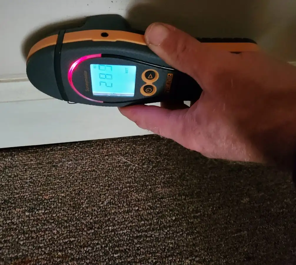 Moisture detection at baseboard during Sewage Cleanup & Sanitation in Garden Grove